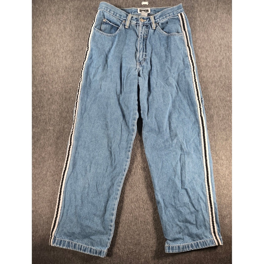 Vintage Xhilaration Carpenter Jeans Womens 9 Blue Side Stripe Wide Leg Baggy Y2K